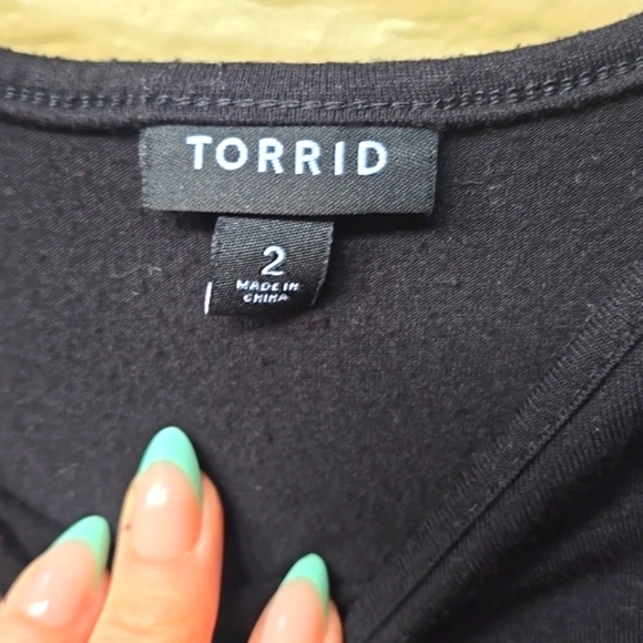 Torid Black Pink Knit Challis geo print tank Romper 2X - Picture 6 of 8